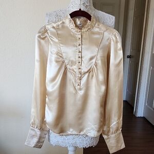 Edun Vintage Retro 80's 100% Silk Ambrosia Blouse New With Tags Size Small